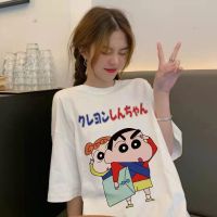 เสื้อยืดแฟชั่นแขนสั้นลายการ์ตูนน่ารักขนาดใหญ่ของผู้หญิงเสื้อคู่แนวเกาหลีเสื้อยืดลำลองหวานแบบหลวม