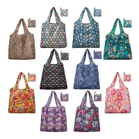 Grocery Bags Reusable Foldable 10 Pack Shopping Tote 50LBS Extra Ripstop Pattern Machine Washable Storage