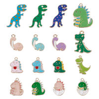 48Pcs 16 Style Dinosaur Alloy Enamel Pendant Charms Dinosaur Enamel Pendant Dinosaur Charms for DIY Bracelet Earring Necklace Keychain Jewelry Crafts Making Length 19-30.5mm