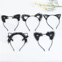 Girl Black Cat Ear Hairband Baby Birthday Party Hairband Cosplay Cat Ears Hairband Black Cat Ear Hair Accessories Lace Cat Ear Headband