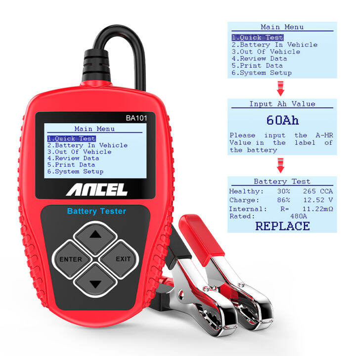 Ancel BA101 Battery Tester 12V DigitalAnalyzer 2000CCA 220AH Charging