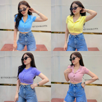 ?Spinnyhouse? เสื้อครอปขนมิ้ง Croptop ไหมพรม ขนมิ้ง ฟูๆ น่ารักจนใจบางไปหมด แบ๊วมากแม่ ครอปกล้าม ? รุ่น ดาวบนฟ้า C101C