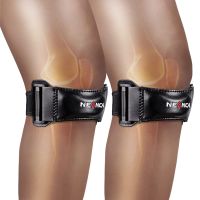 NEENCA 2 PCS Patella Knee Strap for Knee Pain Leather Knee Brace with Patella Gel Pad Knee Support for Basketball Running Jumper