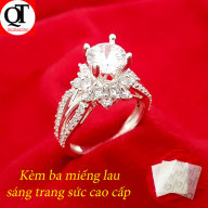Nhẫn nữ Bạc Quang Thản, nhẫn bạc nữ ổ kết gắn đá kim cương nhân tạo 6ly thumbnail