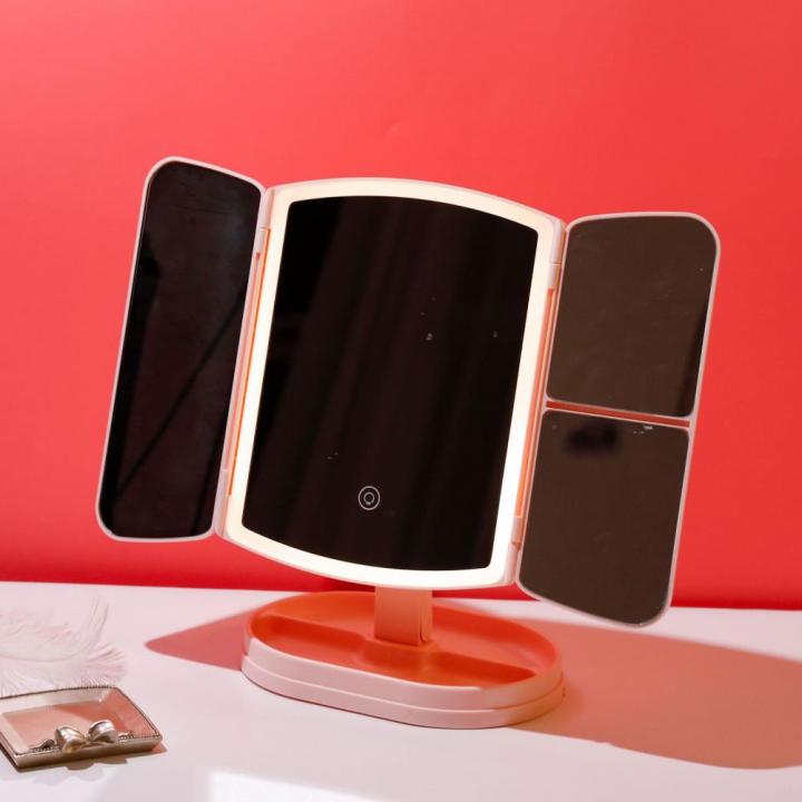 1-set-folding-mirror-stylish-touch-control-led-cosmetic-mirror-desktop-3-sided-folding-makeup-mirror-with-light-daily-use-mirrors