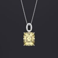 【In-Stock】 EC Loria Trading mall Wong Rain Classic 100% 925เงินสเตอร์ลิงสร้าง Moissanite Citrine Sapphire Gemstone จี้ Fine Jewelry