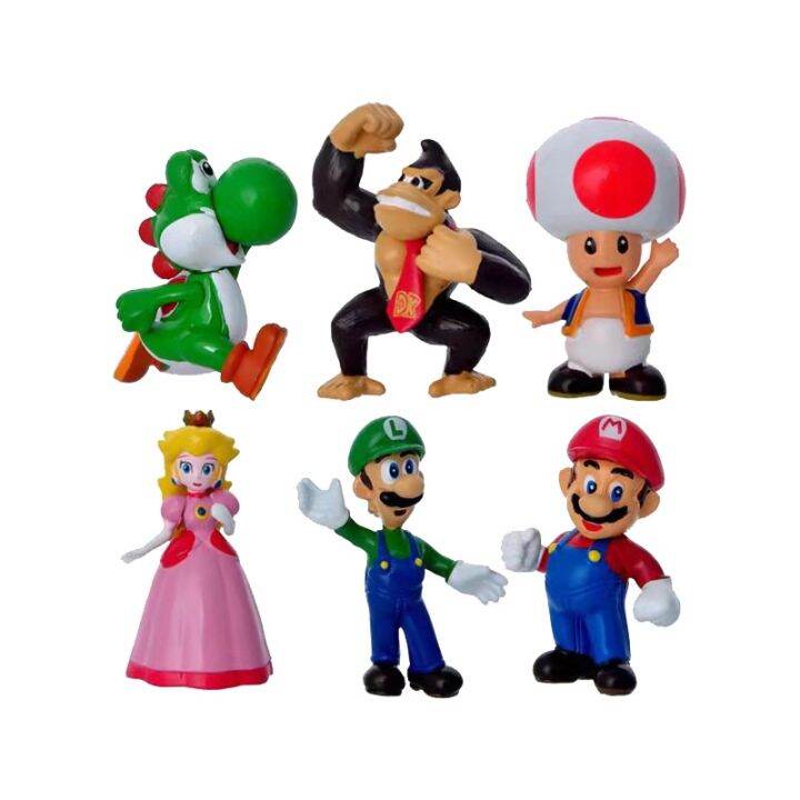 6PCS Super Mario Bros Collection Action Figure Toys Dolls Luigi Yoshi ...