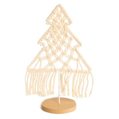 Macrame Hand-Woven Mini Christmas Tree Ornaments Bohemia Art Tassel, Boho Wedding Table Decoration, Christmas Gift
