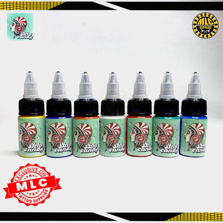 Skin Candy Ink 1 oz and 1/2 oz Primary Color Inks MLC Tattoo Supplies