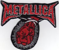 iron on patch Embroidery Metallica Band Music Heavy Metal 9x7cm เพลงเฮฟวีเมทัล วงดนตรี ตัวรีด เย็บติดผ้าประเทศไทย โลโก้ปัก มีกาวสำหรับรีด ตกแต่งเสื้อผ้า