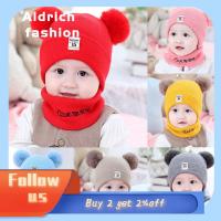 ALDRICH FASHION Cute Knitted Neckwarmer Double Hairball Hat Beanie Cap+Scarf Beanies Cap Set Boy Girl Baby Hat