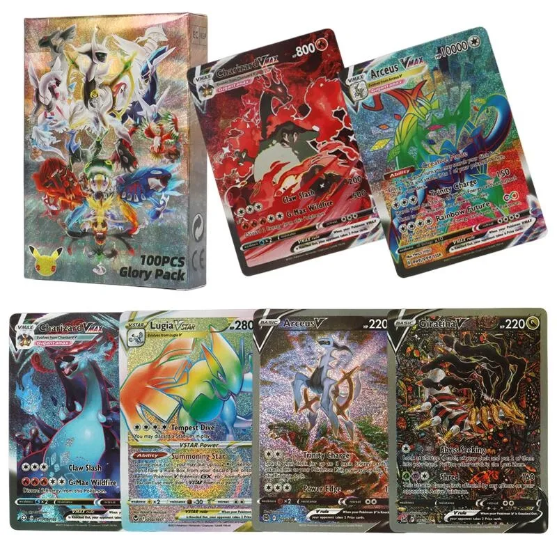 NEW Pokemon Cards English Version Holographic Miraidon EX Arceus Vstar  Charizard Vmax Pokemon Shiny Cards set