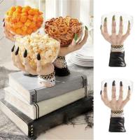 Halloween Snack Bowl Stand Horror Witch Hand Resin Display Decoration Home Party Desktop Decoration Crafts Kitchen Accessories