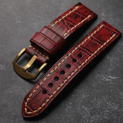 【Hot Sale】 rubbing to make old mens leather strap watch matching bracelet 20 22 23 24MM retro