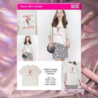 SLYQ SWEET SUNDAE COTTON TOP ? เสื้อยืดโอเวอร์ไซส์แขนสั้น ลายไอศกรีม แก้วไอติม