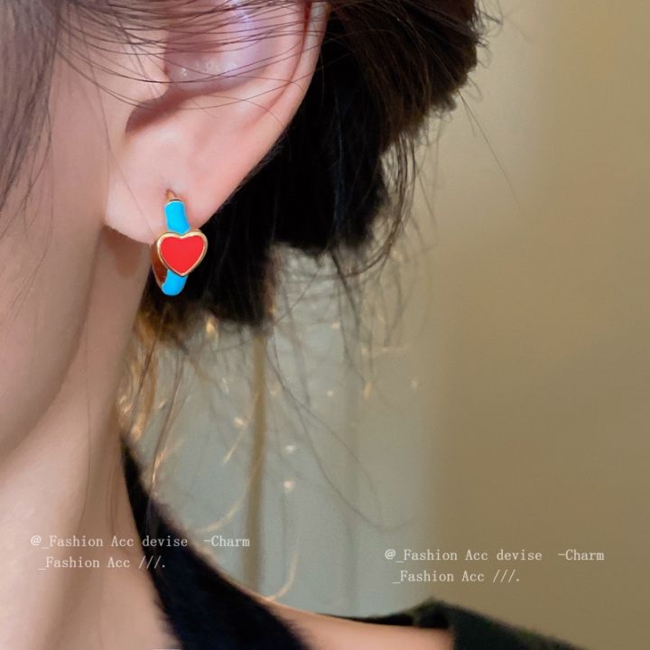 cod-dripping-oil-heart-earrings-2022-new-fashion-fresh-temperament-all-match-commuting-wholesale-women