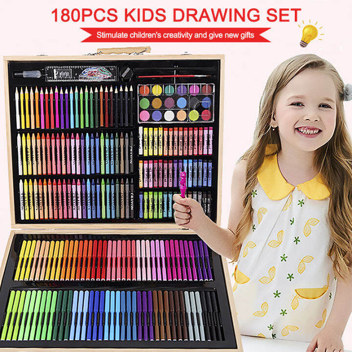 [Singapore Stock]180pcs Kids Painting Pen Colour Crayon Marker Pencil