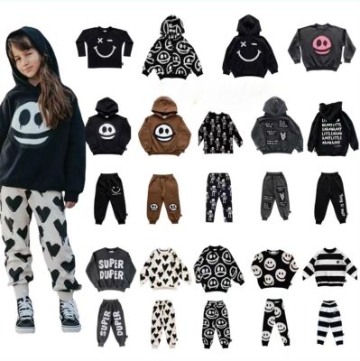Kids Clothes Sweaters Pants 2023 AW Autumn Child Boy Girl Cartoon Printed Sweatshirts Hooded Jacket Childrens Clothings Outwear
