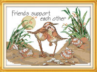 Help each other cross stitch kit cartoon 11ct count canvas stitches embroidery DIY handmade needlework plus