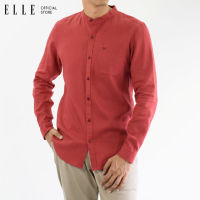 ELLE HOMME เสื้อเชิ้ตผู้ชาย คอจีนแขนยาวทรง slim ผสมลินิน