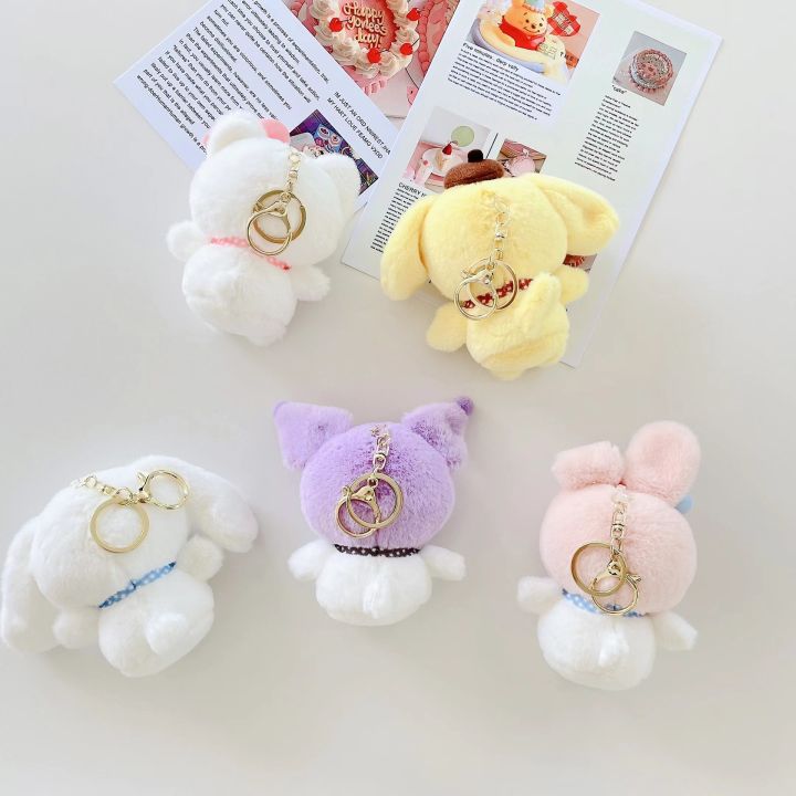 12cm-kawaii-sanrio-plush-keychain-cinnamoroll-bag-pendant-anime-stuffed-animals-my-melody-kuromi-keychains-kids-christmas-gifts