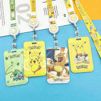 Pokemon Pikachu PVC การ์ดเด็ก Campus แขวนคอกระเป๋า Card Charmander Bulbasaur รูปผู้ถือ lanyard การ์ดของเล่น ID