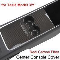 For Tesla Model 3 Y Center Console Panel Protector Sticker Real Carbon Fiber Center Control Cover Model3 Interior Accessories