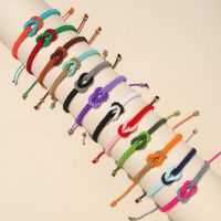 2023 Trendy Handmade Woven Double Colors Love Knot Bracelet Women Men Friendship Couple Lucky Bracelet for Women Jewelry Charms and Charm Bracelet