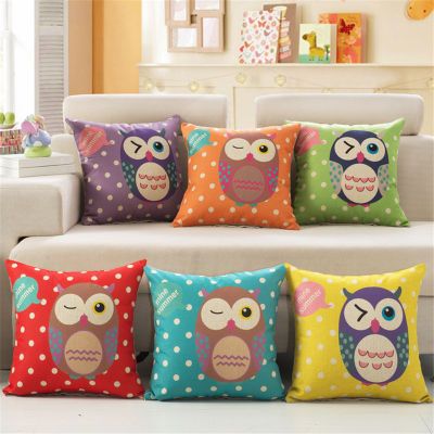 45x45cm Cartoon Owl Printed Cushion Cover Throw Pillowcase Home Textiles Supplies Lumbar Pillow Chair Seat