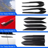 4pcs Car Door Handle Stickers Set Real Carbon Fiber Anti-scratch Cover Flexible Exterior Trim For Tesla Model 3 S X Accessories Cables