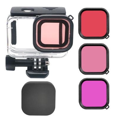 Lens Filter For GoPro Hero 10 9 Black 45m Waterproof Case Red Pink Purple Lens Filters for Gopro 9 Gopro 10 9 Camera Accessories