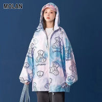 MOLAN เสื้อฮู้ดซิปคู่แจ็คเก็ตมีฮู้ดคาร์ดิแกนระบายอากาศ UV สำหรับผู้ชายเสื้อผ้าป้องกันแสงแดดฤดูร้อน