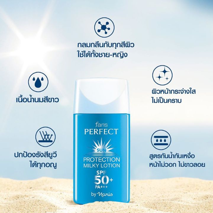 กันแดด-ฟาริส-เพอร์เฟ็ค-ซัน-โพรเท็คชั่น-โลชั่น-spf50pa-faris-by-naris-perfect-sun-milky-protection-lotion
