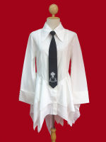 WeCosplay ชุดแฟนซี ชุดคอสเพลย์ เสื้อเชิ้ตพังค์ไซม่อนสีขาว เนคไทดำ (White Simon Punk Shirt with Black Necktie)