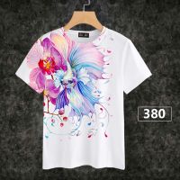 Loso store เสื้อยืดพิมพ์ลาย ลายปลากัดสุดน่ารัก