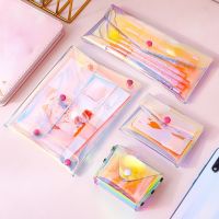 Transparent Pencil Case Clear Organizer Cosmetic Bags Travel Portable Brush Case Storage Set PVC Transparent Pen Bag Pencil Cases Boxes