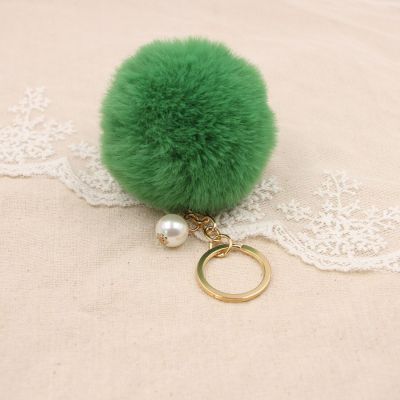 New Women Fur Key Chain Car Keychain Pom Pom 8cm Pompom 25 Colors with Pearl Bag Charm Cute Car Key Ring Jewelry Keychains Key Chains