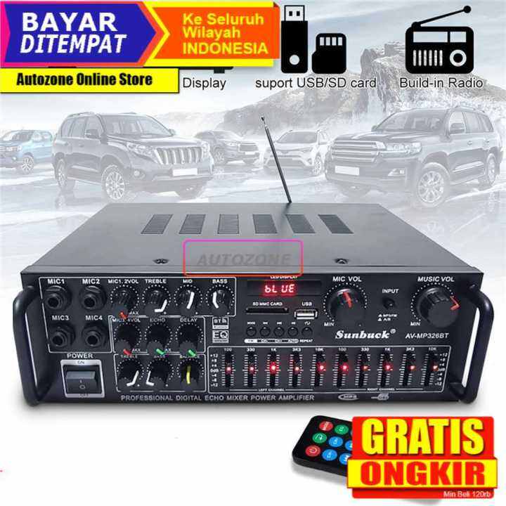 Sunbuck Bluetooth EQ Amplifier Karaoke FM 2000Watt Power Amplifier 12V