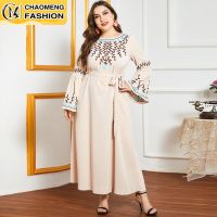 [COD] Dubai Abaya Embroidered Fashion Size Hijab Turkey Kaftan Islam Clothing Muslim Vestidos Arabic Robe