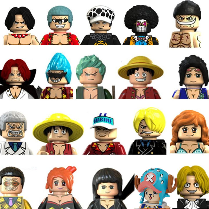 20pcs OP Mini Man Luffy Zoro Nami Ace Robin Sanji Figure Mini Man Toys Blocks Bricks