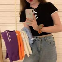 A one(พร้อมส่ง/ใหม่)#9730เสื้อโปโลคอปกเสื้อยืดผู้หญิงแขนสั้นดูร้อน 2022เสื้อไหมพรมสไตล์เกาหลี