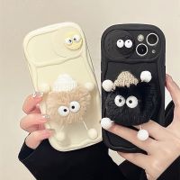 เคสมือถือลูกถ่านหินขนาดเล็กน่ารักสามมิติ   สำหรับแอปเปิ้ล 15promax 14 13 12 11 เคสศัพท์   หน้าต่างบานเลื่อน   เคสป้องกันศัพท์มือถือแบบใหม่