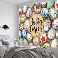 Colorful Happy Easter Egg Print Home Decoration Wall Hanging Tapestry Polyester Fabric Carpet Throw Cover For Bedroom