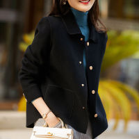 利NICK winter jacket for women Double-sided woolen coat short thickened autumn and winter long-sleeved coat commuter lapel