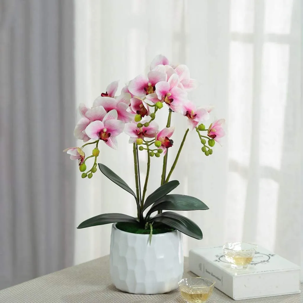 Artificial Orchid With Vase Artificial Flower Fake Flower With Pot Faux  Phalaenopsis Bonsai For Living Room Bedroom Arrangements