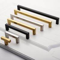 Square Handles for Cabinets and Drawers Dressing Table Stainless Steel Kitchen Pull  Silver Black European Style Home Furniture Door Hardware Locks