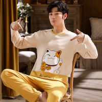 Spring And Autumn Mens Pyjamas Cotton Pajamas Long-sleeve Casual Men Pajama Set Plus Size L-4XL Sleepwear