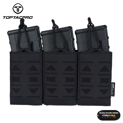 Toptacpro กระเป๋าแมกกาซีนยุทธวิธี สามชั้น สําหรับ 5.56 Mag Military MOLLE Mag Carrier Matte ไนลอน 8515