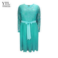 Plus Size Dresses for Women 4xl 5xl 6xl Spring Autumn Boho Vintage Lace Pleated Chiffon Wedding Female Large Size Dress H162