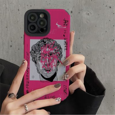 【LZ】 INS Graffiti Great Art Aesthetic David Phone Case For iPhone 14 13 12 11 Pro Max XS X XR SE 7 8 Plus Letter Soft Silicone Cover